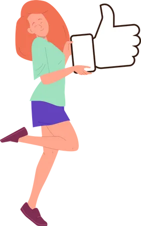 Young teenager woman holding thumbs up  Illustration