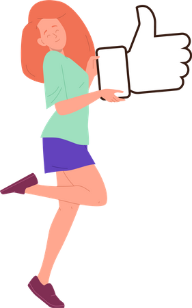 Young teenager woman holding thumbs up  イラスト