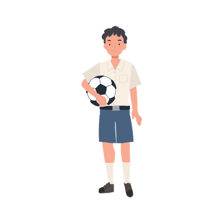 Young Thai Boy with football  Illustration
