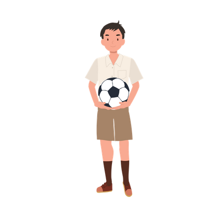 Young Thai Student Boy holding football  Illustration