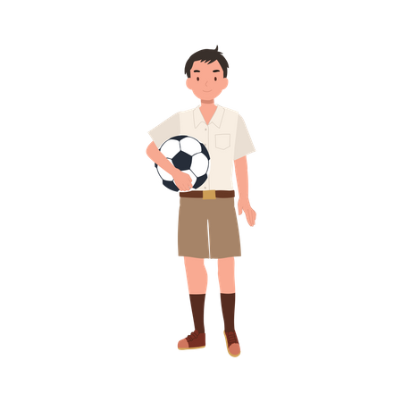 Young Thai Student Boy with Football  イラスト