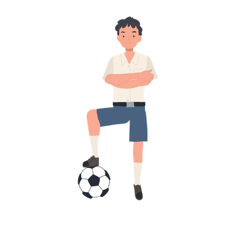 Young Thai Student Boy with football  イラスト