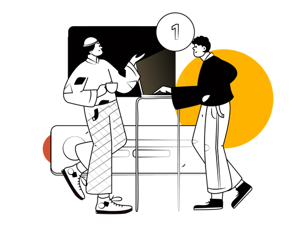 Young two men discussion about business  Illustration