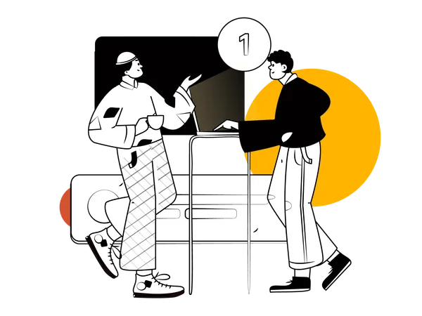Young two men discussion about business  Illustration