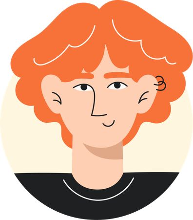 Young White Man with Curly Red Hair and Piercing  Illustration