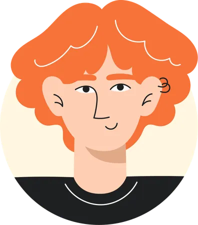 Young White Man with Curly Red Hair and Piercing  Illustration