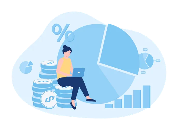 A Woman Analyzing Business Data Trending Concept Flat Illustration Illustration