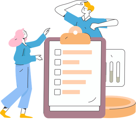 Young woman and man making business plan  Illustration