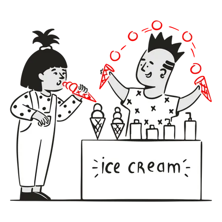 Young woman buy delicious ice cream Illustration