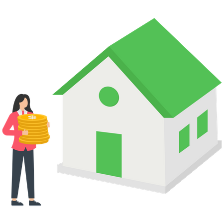 Young woman buying house Property  Illustration