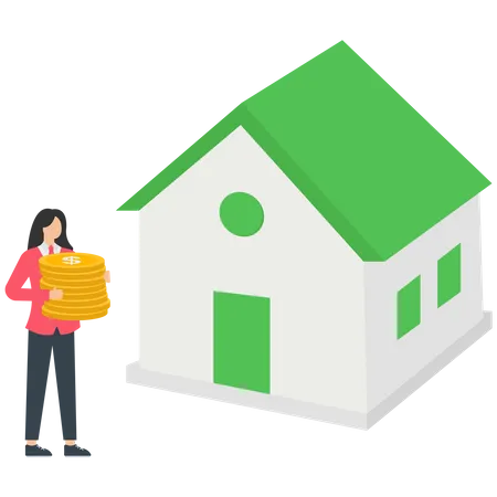 Young woman buying house Property  Illustration