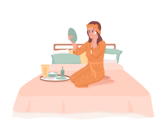 Young woman caring about skin before sleep  Illustration