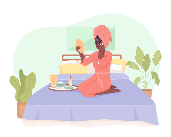 Young woman caring about skin before sleep  Illustration