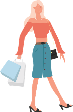 Young woman carrying shopping bags  Illustration