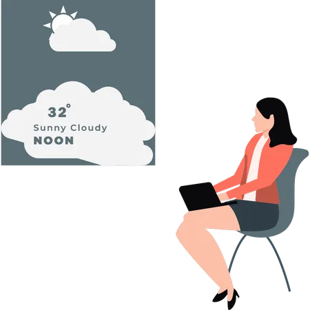 Young woman checking afternoon's temperature  Illustration