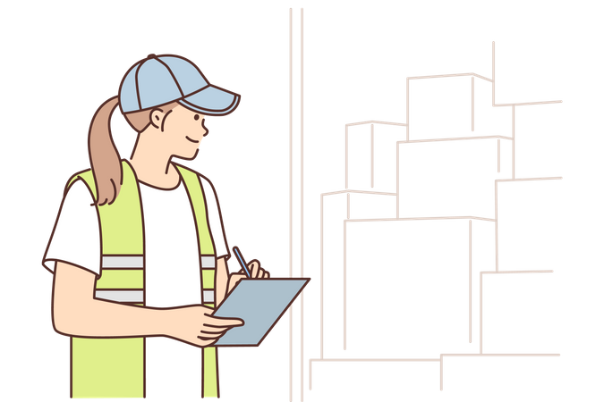 Young woman checking inventory stock  Illustration