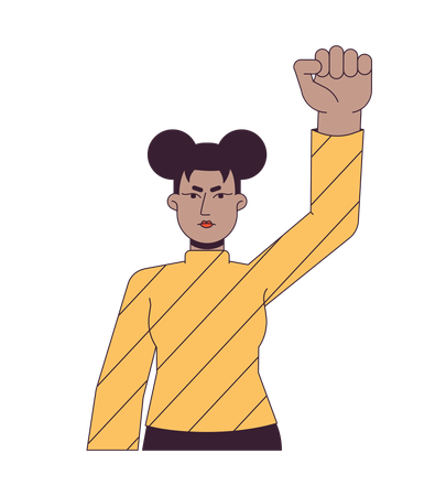 Young woman clenching fist and protest .  イラスト