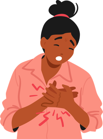 Young Woman Clutches Chest In Agony  Illustration