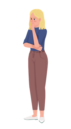 Young woman concerned with problems  イラスト