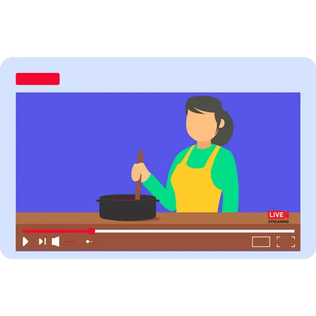 Young woman cooking live  Illustration