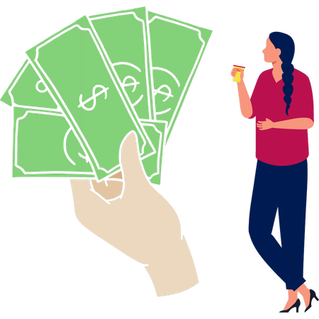 Young woman counting money  Illustration