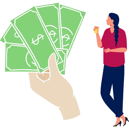 Young woman counting money  Illustration