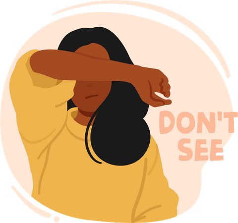 Young Woman Covering Eyes  Illustration
