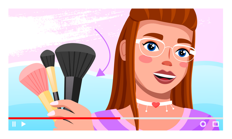 Young woman creating beauty video  Illustration