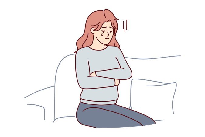 Young woman crying  イラスト