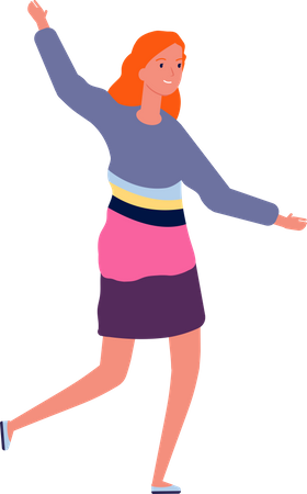 Young woman dancing Illustration