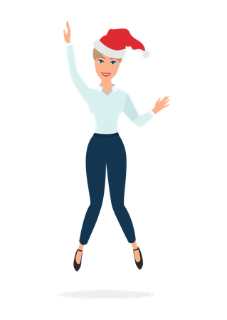 Young woman dancing in Christmas party  Illustration
