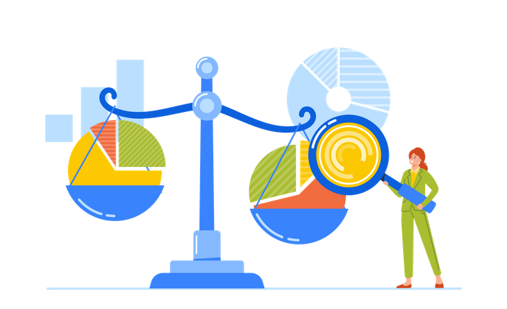 Young Woman Doing Analysis Chart  Illustration