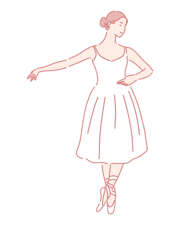 Young woman doing ballet dance  イラスト