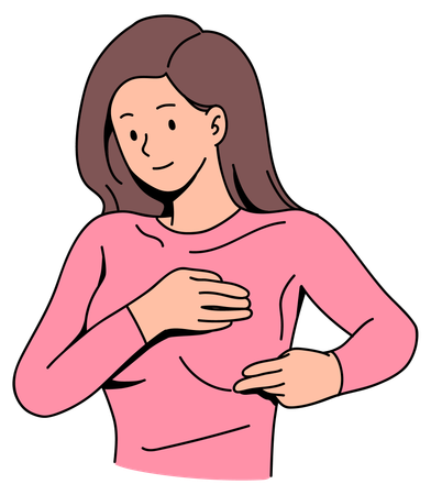 Young woman doing breast self examination  Illustration