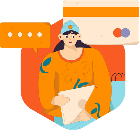 Young woman doing card payment  Illustration
