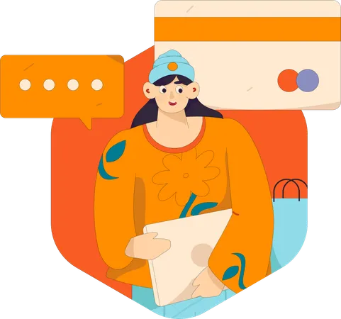 Young woman doing card payment  Illustration