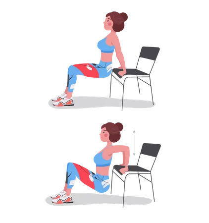 Young woman doing fitness exercise  Illustration