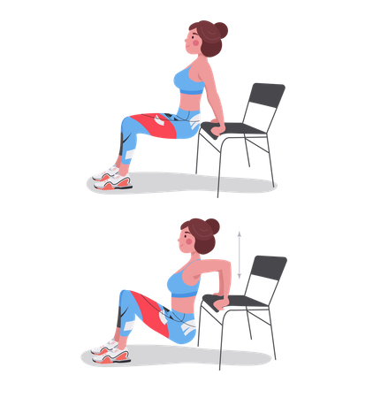 Young woman doing fitness exercise  Illustration