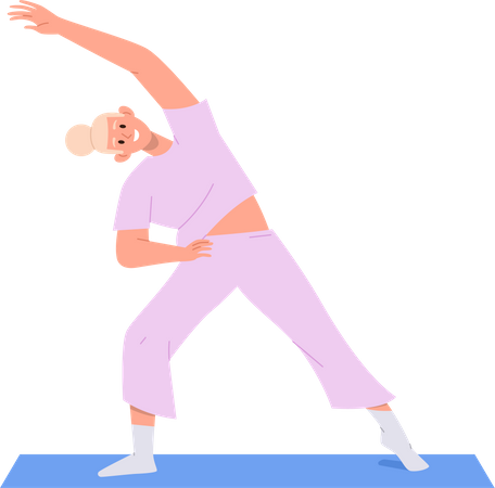 Young woman doing fitness stretching on yoga matt  Illustration