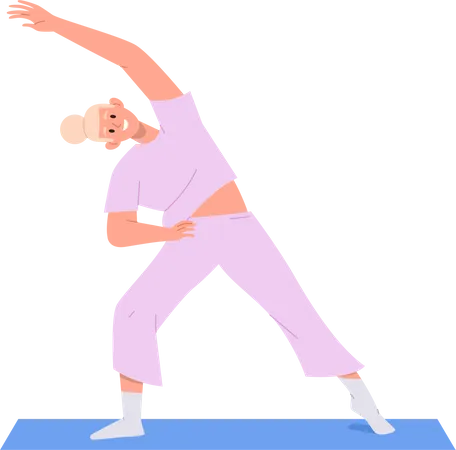 Young woman doing fitness stretching on yoga matt  Illustration