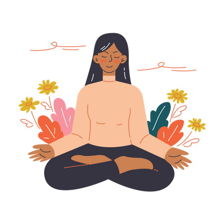 Young woman doing meditation  Illustration