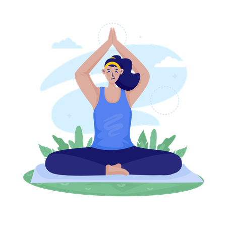 Young woman doing Morning Yoga  Illustration