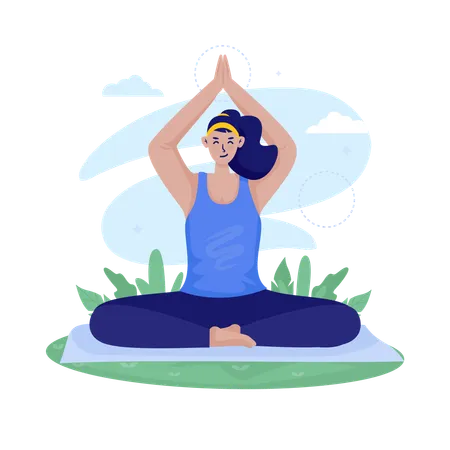 Young woman doing Morning Yoga  Illustration