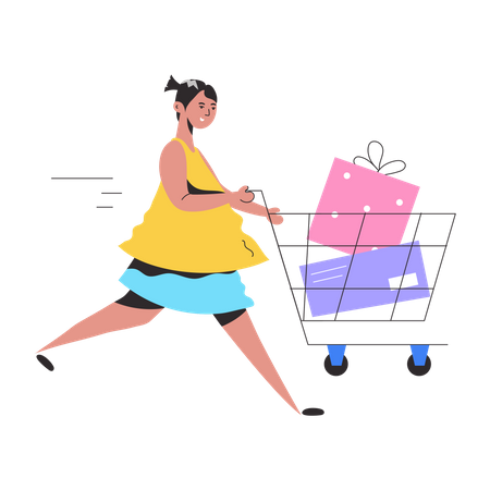 Young woman doing shopping  Illustration