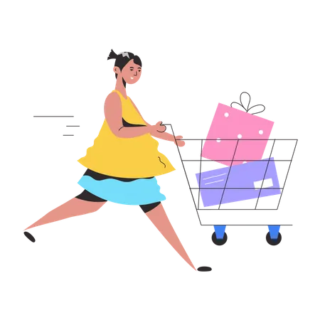 Young woman doing shopping  Illustration