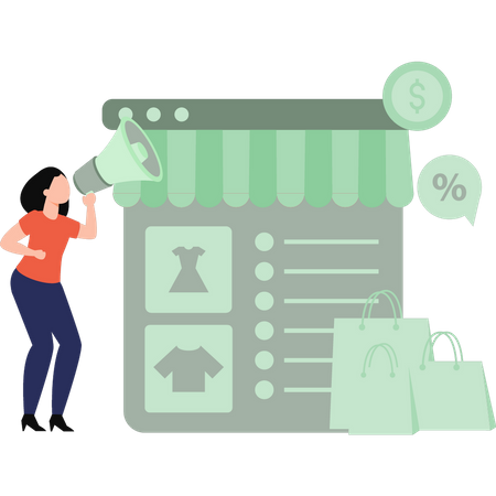 Young woman doing shopping marketing  Illustration
