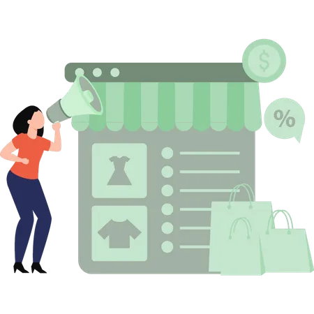Young woman doing shopping marketing  Illustration