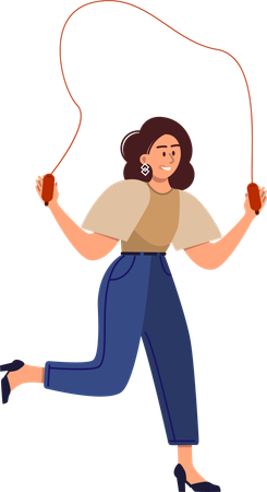 Young woman doing skipping  Illustration