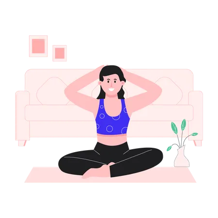 Young woman doing stretching  イラスト