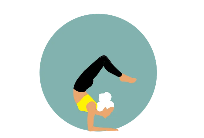 Young woman doing Vrschikasana  Illustration